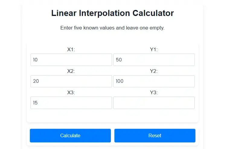 Linear Interpolation Calculator image