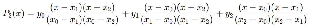  2nd Order Lagrange Interpolation Formula
